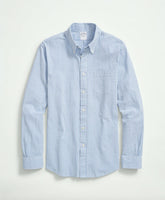 Washed Cotton Seersucker Button-Down Collar Stripe Sport Shirt
