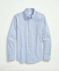 Washed Cotton Seersucker Button-Down Collar Stripe Sport Shirt