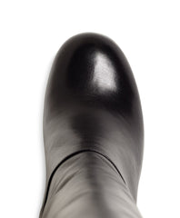 Tall Leather Stacked Heel Boots
