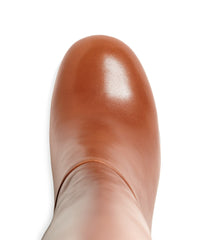 Tall Leather Stacked Heel Boots