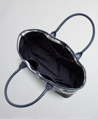 Leather-Trimmed Toile Canvas Tote Bag