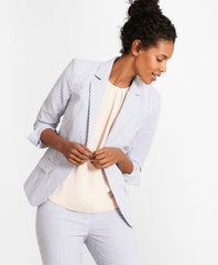 Striped Stretch Cotton Seersucker Jacket