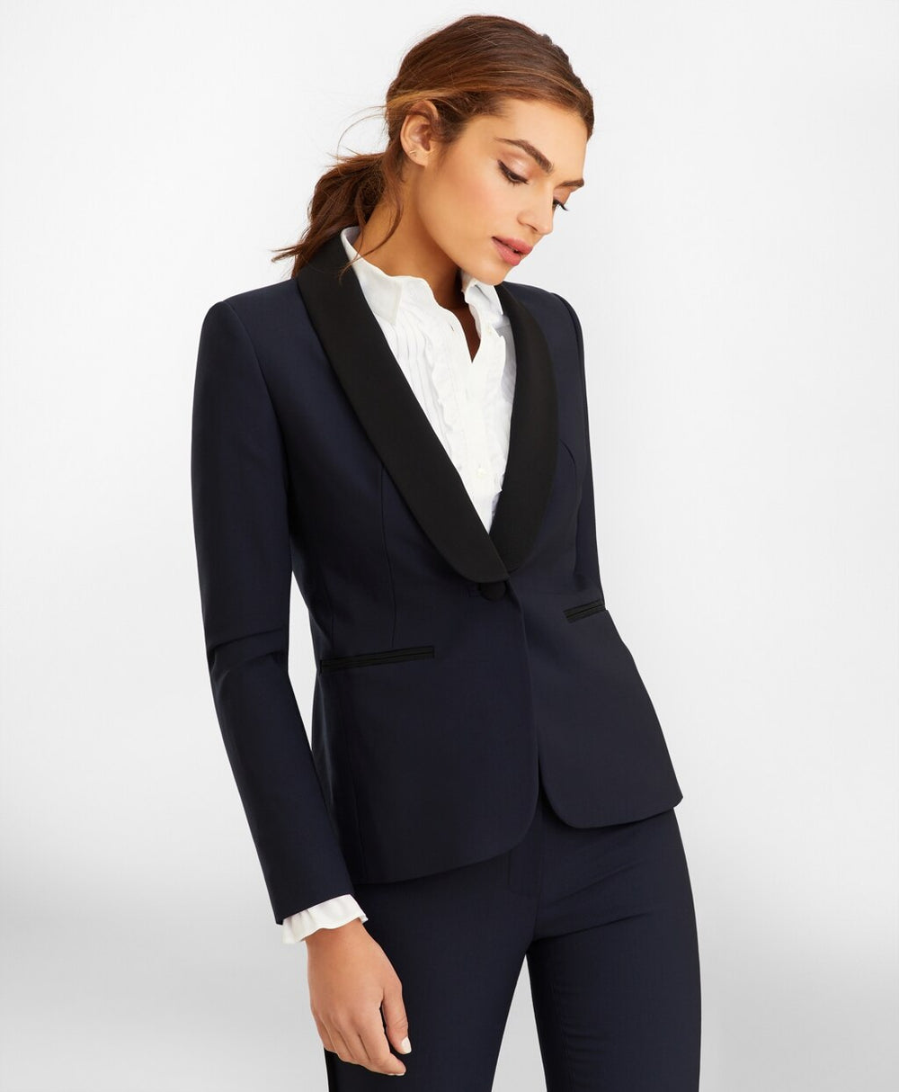 Stretch-Wool Crepe Tuxedo Jacket