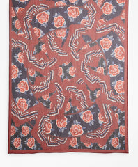 Rose-Print Silk Chiffon Oblong Scarf