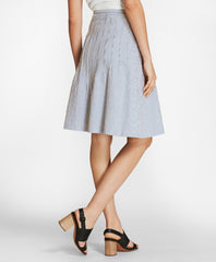 Striped Stretch Cotton Seersucker Skirt