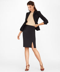 Checked BrooksCool® Merino Wool Pencil Skirt