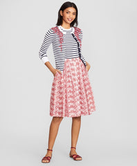 Cotton Eyelet Pleated Skirt