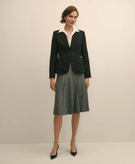 Wool-Blend Pleated Herringbone Skirt