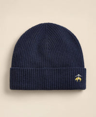 Wool-Cashmere-Blend Ribbed Beanie Hat