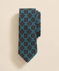 Wool-Silk Square Flower Medallion Tie