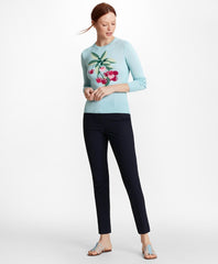 Stretch-Cotton Jacquard Ankle Pants