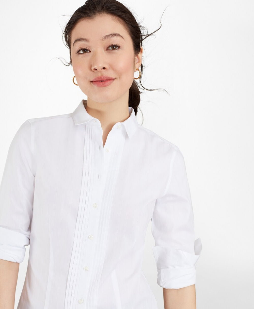 Tailored-Fit Non-Iron Dobby-Stripe Cotton Tuxedo Shirt