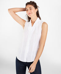 Non-Iron Supima® Cotton Dobby Ruffle-Collar Sleeveless Blouse