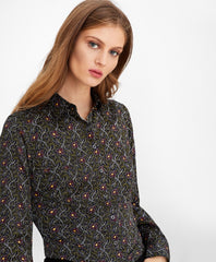 Violet-Print Cotton Sateen Fitted Shirt