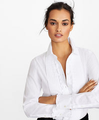 Non-Iron Tailored Fit Cotton Dobby Ruffled Tuxedo Shirt