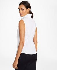Non-Iron Stretch Supima® Cotton Sleeveless Ruffled Blouse