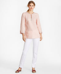 Rhinestone-Embellished Linen Tunic