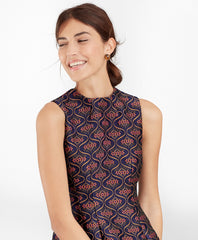 Floral Jacquard Pleated Dress