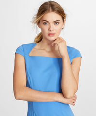 Ponte Knit Cap-Sleeve Sheath Dress