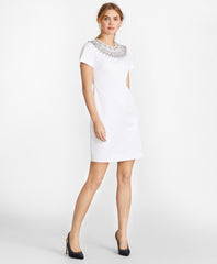 Beaded Cotton Sateen Sheath Dress