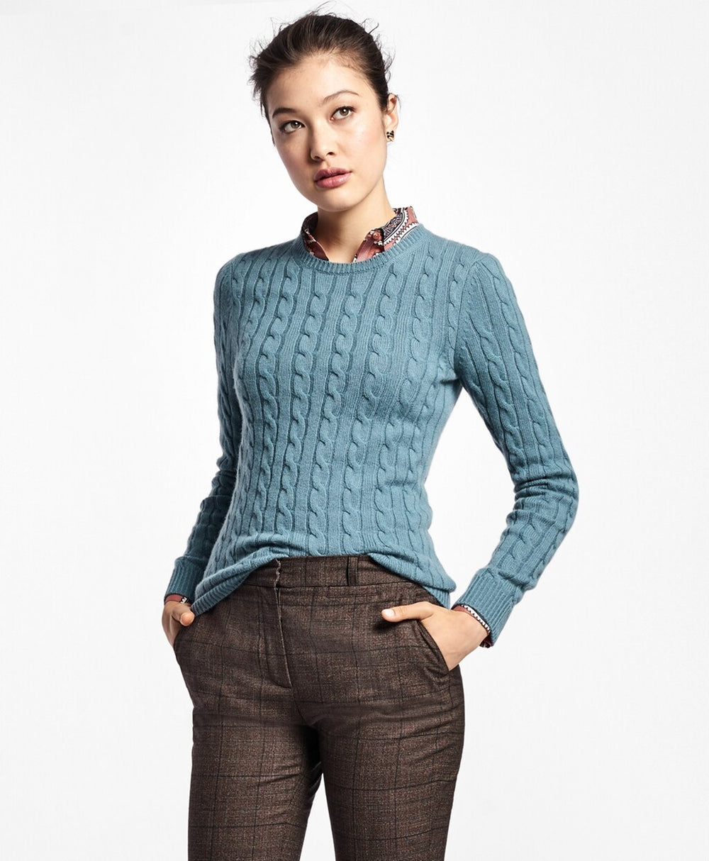 Cashmere Cable Crewneck Sweater