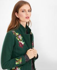 Floral-Embroidered Merino Wool Jacket