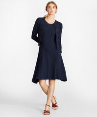 Scalloped-Trim Rib-Knit Cropped Cardigan