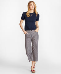 Grosgrain-Trimmed Cotton Short-Sleeve Shell