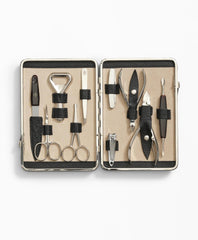 Stainless Steel Manicure Set With Calfskin Case