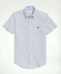 Stretch Non-Iron Oxford Button-Down Collar Bengal Stripe Short- Sleeve Sport Shirt