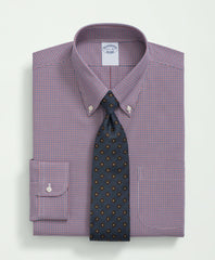 Checked Dress Shirt Big & Tall Stretch Supima® Cotton Non-Iron Poplin Polo Button-Down Collar