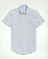 Stretch Non-Iron Oxford Button-Down Collar Bengal Stripe Short- Sleeve Sport Shirt