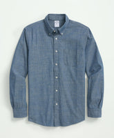Chambray Cotton Poplin Polo Button Down Collar Sport Shirt