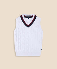Boys Classic Cable Knit Tennis Vest