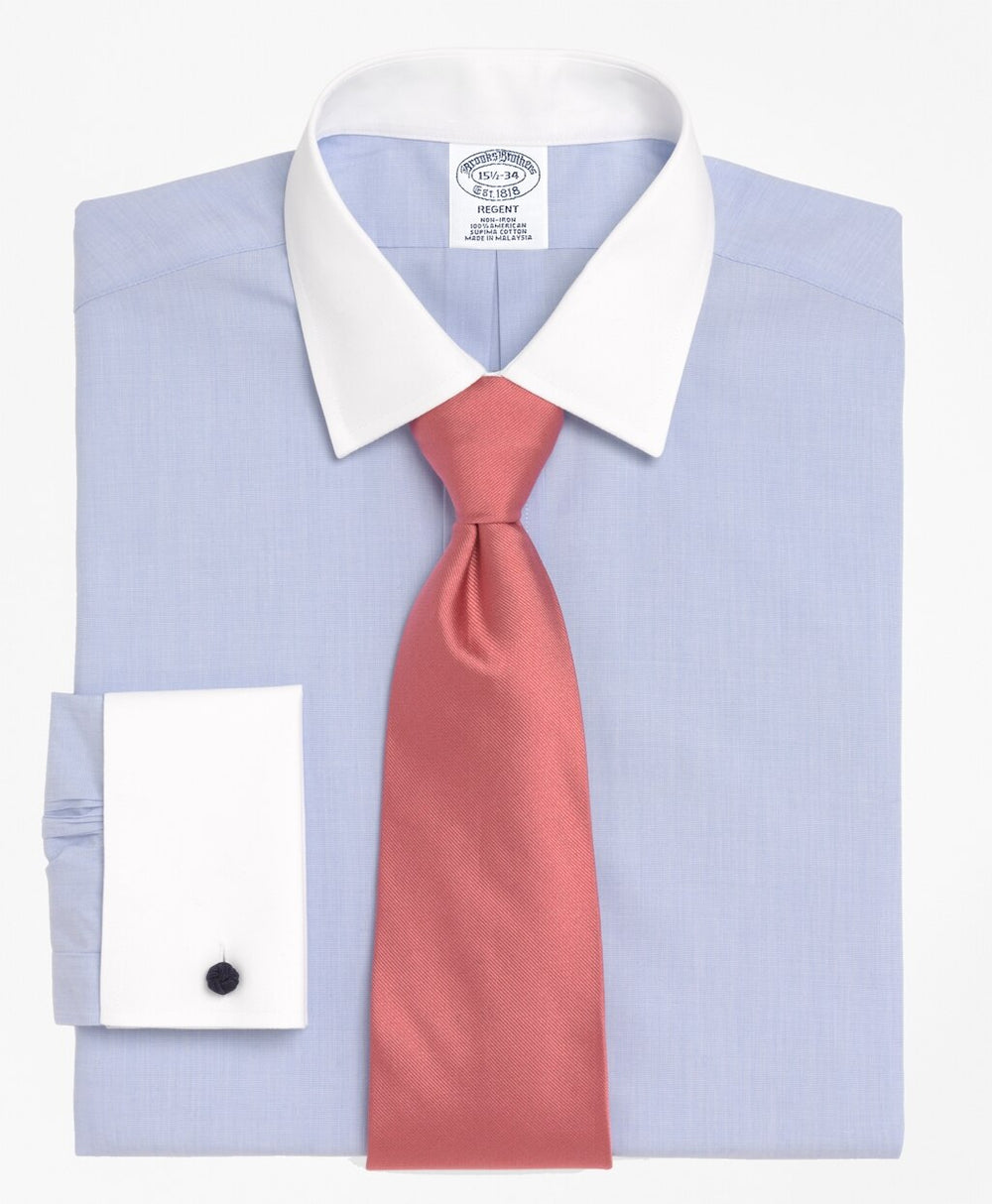 Regent Fitted Dress Shirt, Non-Iron Contrast Ainsley Collar French Cuff