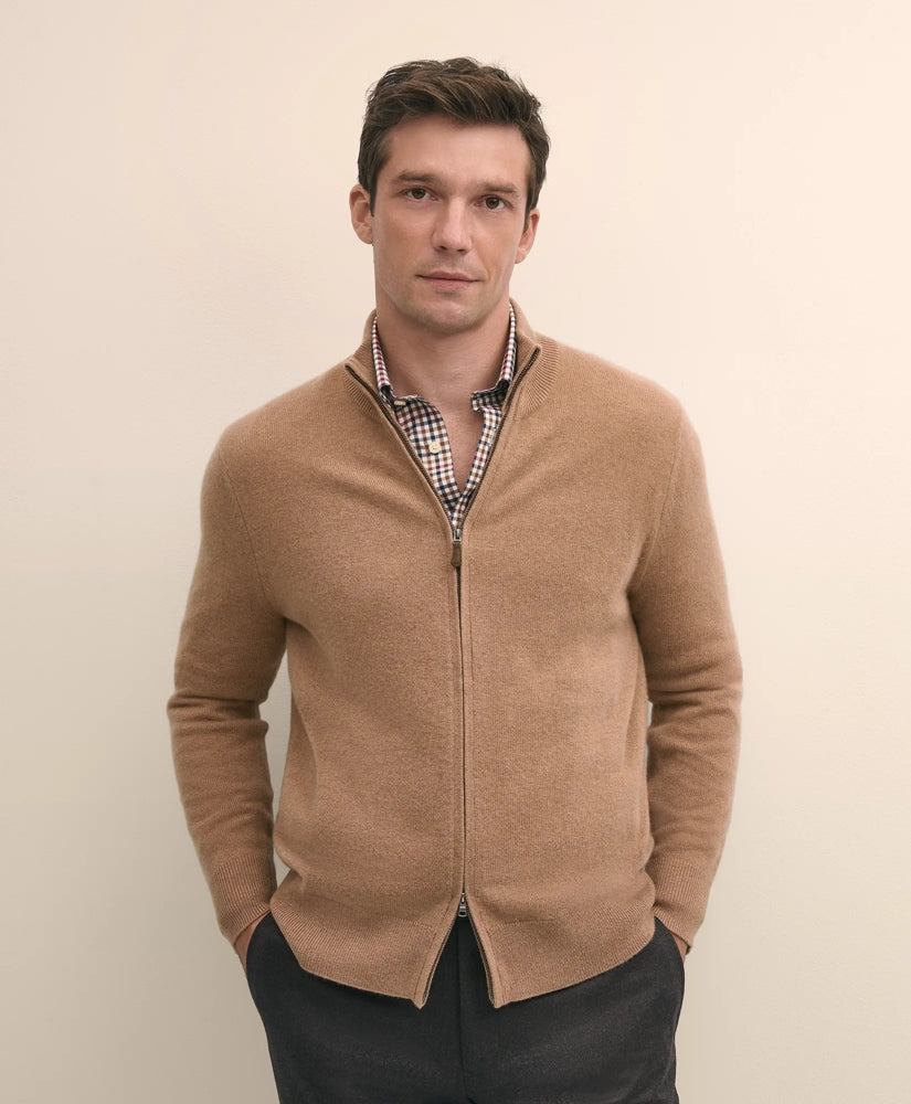 3-Ply Cashmere Full-Zip Cardigan