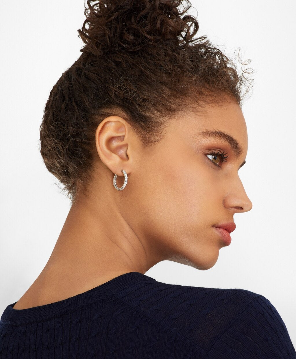 Crystal-Studded Hoop Earrings