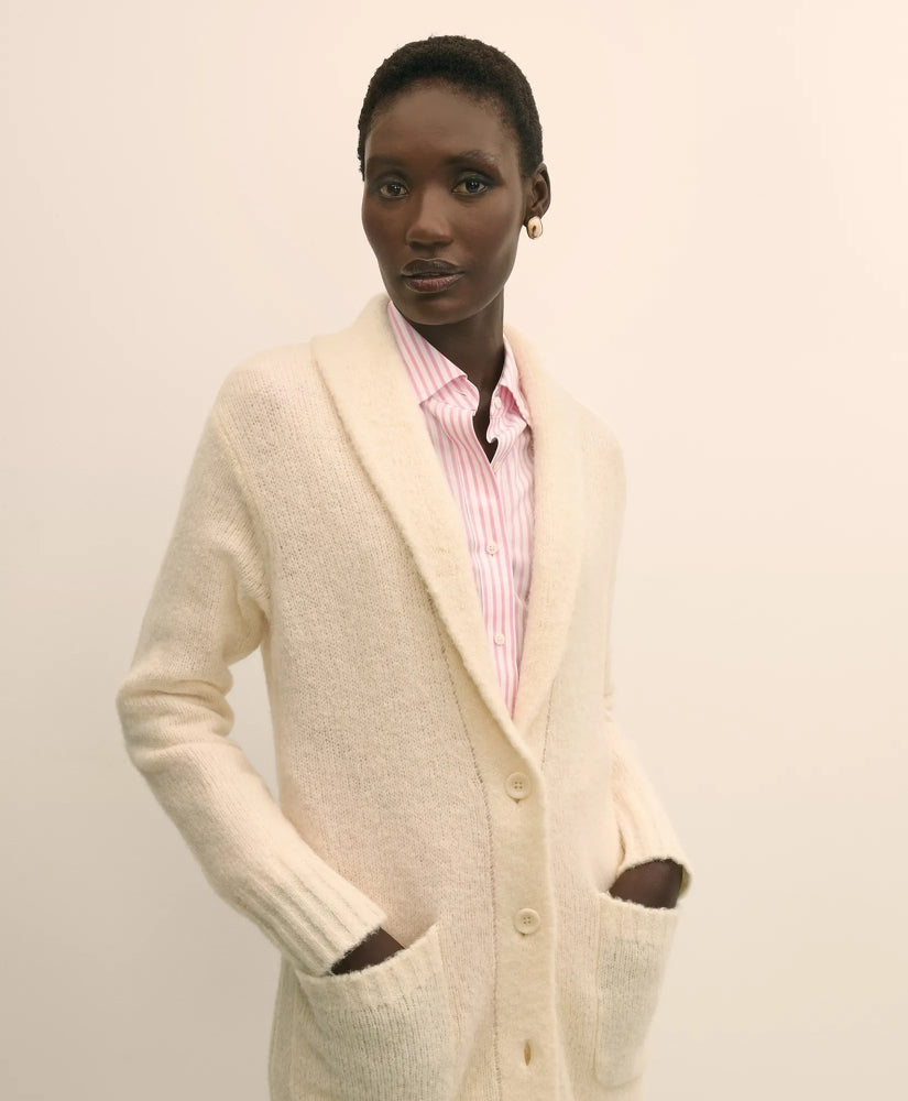 Alpaca-Wool Blend Shawl Collar Tunic Cardigan
