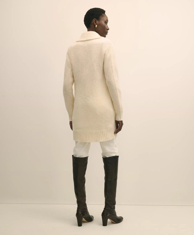 Alpaca-Wool Blend Shawl Collar Tunic Cardigan