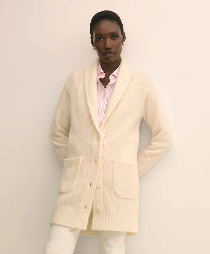Alpaca-Wool Blend Shawl Collar Tunic Cardigan