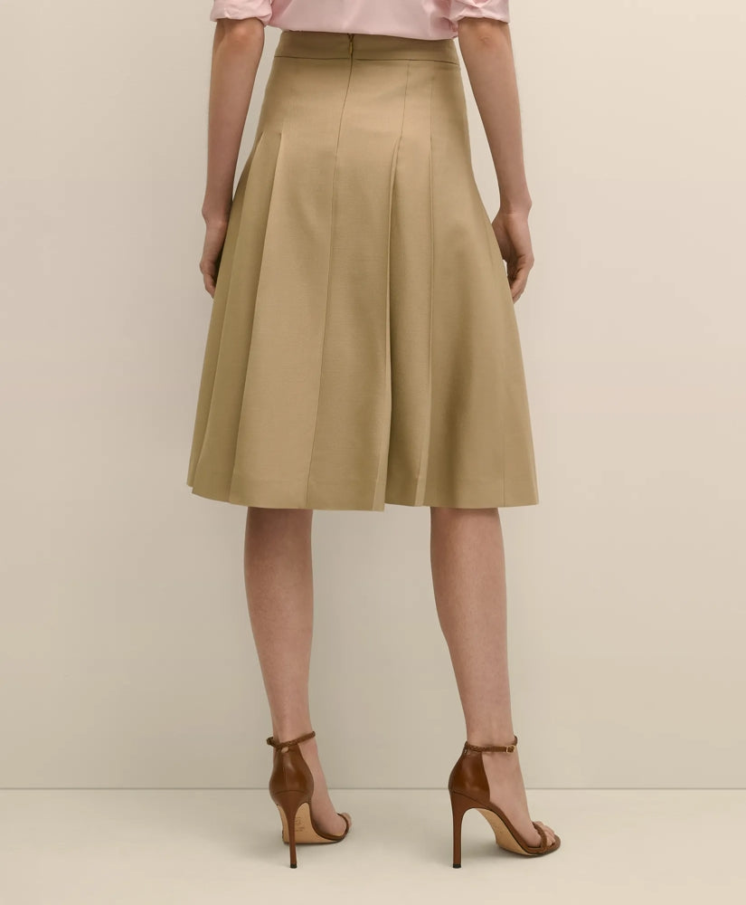 A-Line Wool-Blend Pleated Skirt