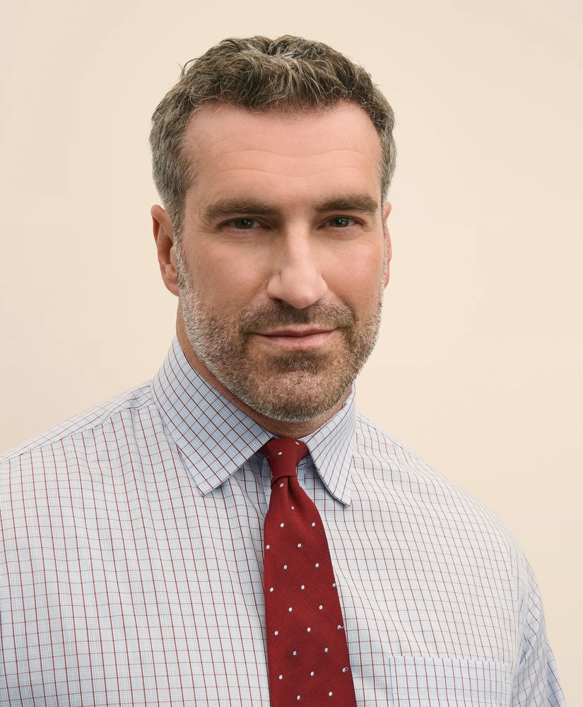 Big & Tall Stretch Cotton Broadcloth Non-Iron Ainsley Collar Glen Plaid Dress Shirt