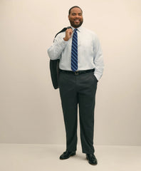 Big & Tall Stretch Cotton Broadcloth Non-Iron Ainsley Collar Grid Dress Shirt