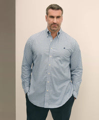 Checked Shirt Big & Tall Stretch Cotton Non-Iron Oxford Polo Button Down Collar