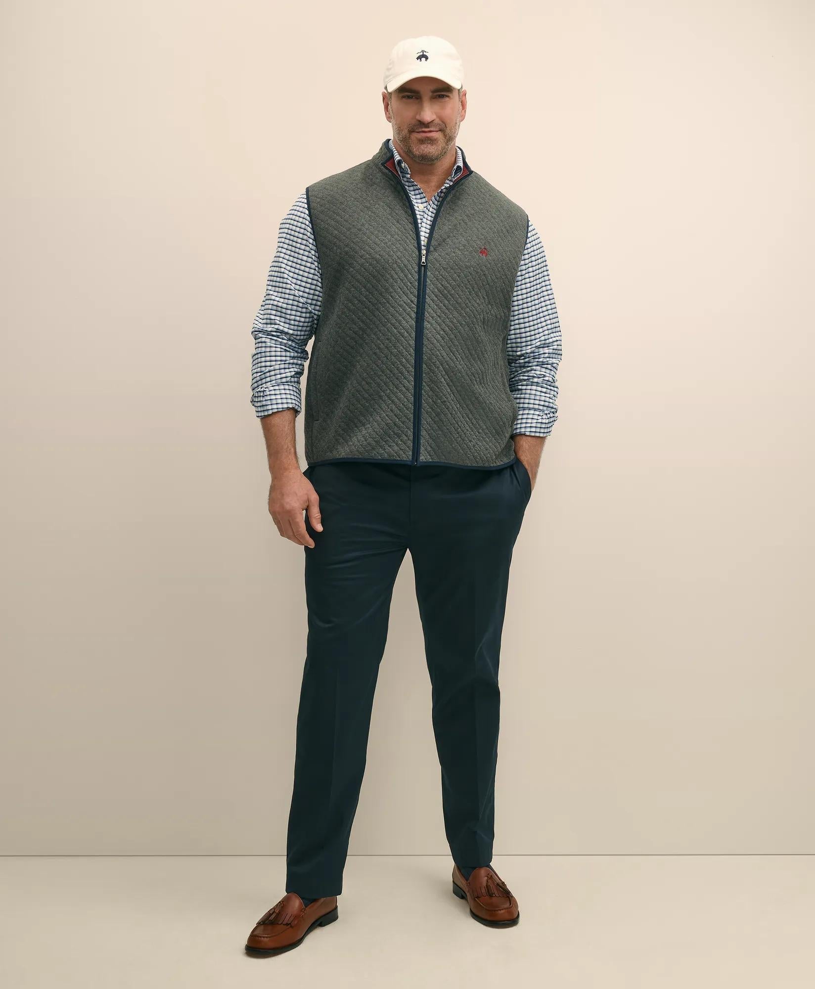 Checked Shirt Big & Tall Stretch Cotton Non-Iron Oxford Polo Button Down Collar