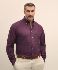 Gingham Shirt Big & Tall Stretch Cotton Non-Iron Oxford Polo Button Down Collar