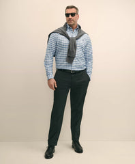 Big & Tall Stretch Cotton Non-Iron Oxford Polo Button Down Collar Outline Check Shirt