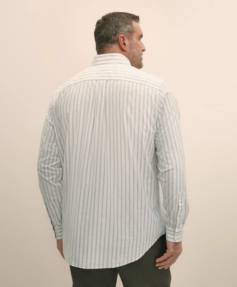 Outline Stripe Shirt Big & Tall Stretch Cotton Non-Iron Oxford Polo Button Down Collar