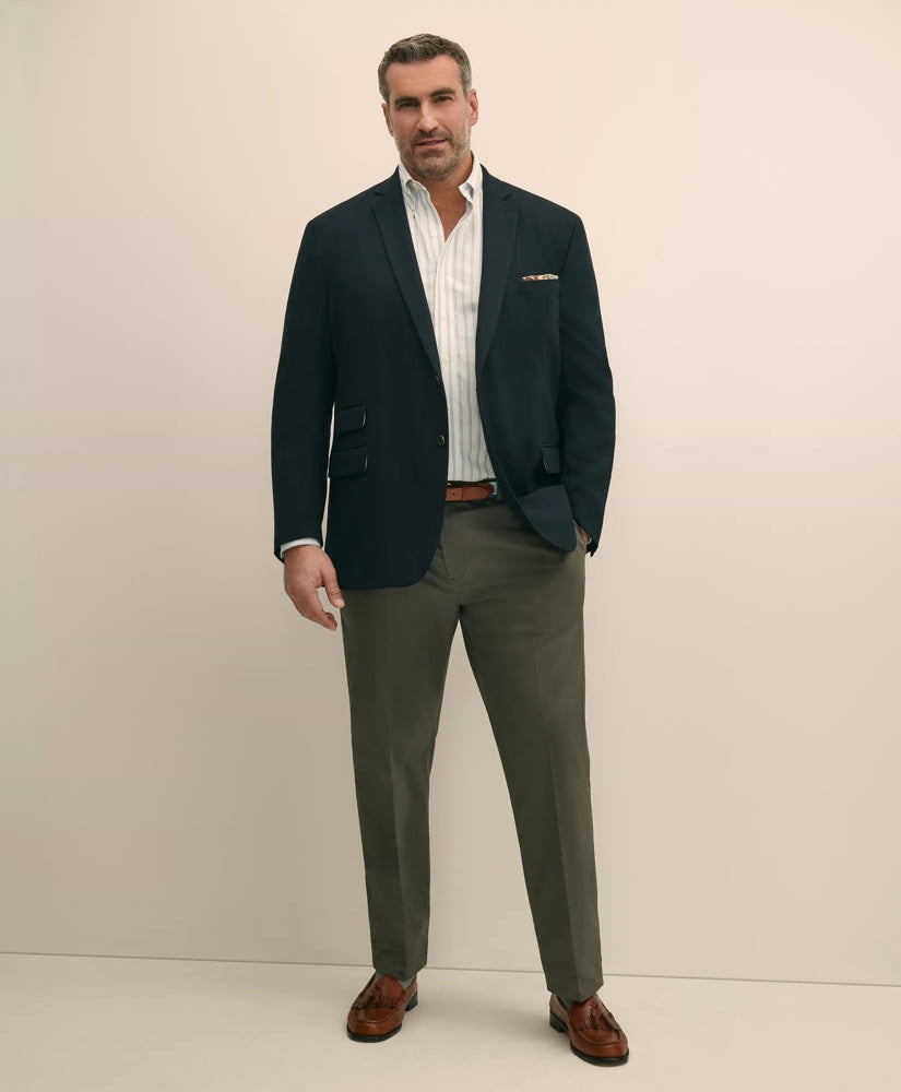 Outline Stripe Shirt Big & Tall Stretch Cotton Non-Iron Oxford Polo Button Down Collar