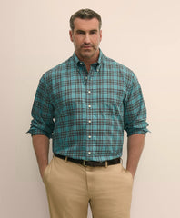Big & Tall Stretch Cotton Non-Iron Twill Polo Button Down Collar Tartan Shirt